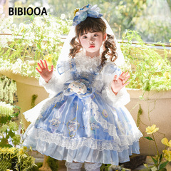 BIBIOOA子供服 2025春服 玉貴犬 子供女の子 110-150 プリンセスドレス 26013