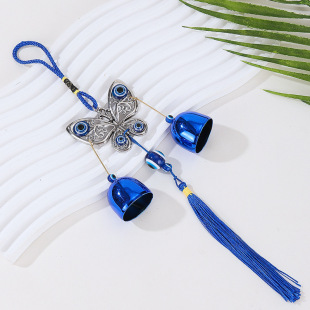 Cross-Border Popular Small Wind Chimes Collection Metal Wind Chimes Hangings Tassel Wall Decorations Devil's Eye Pendants Are Ready for Delivery