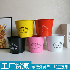 Factory supply garden tin flower pots large iron bucket flower bucket balcony succulent iron flower pot green plant flower pot container