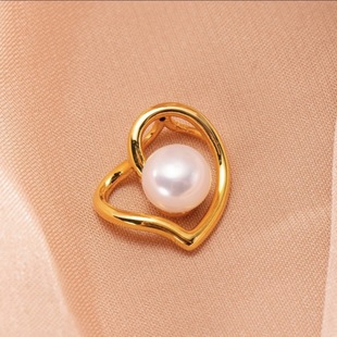 18K Gold Heart Pearl Pendant Au750 Color Gold Inlaid Pearl Accessible Luxury Versatile Necklace Water Shell Gold Wholesale
