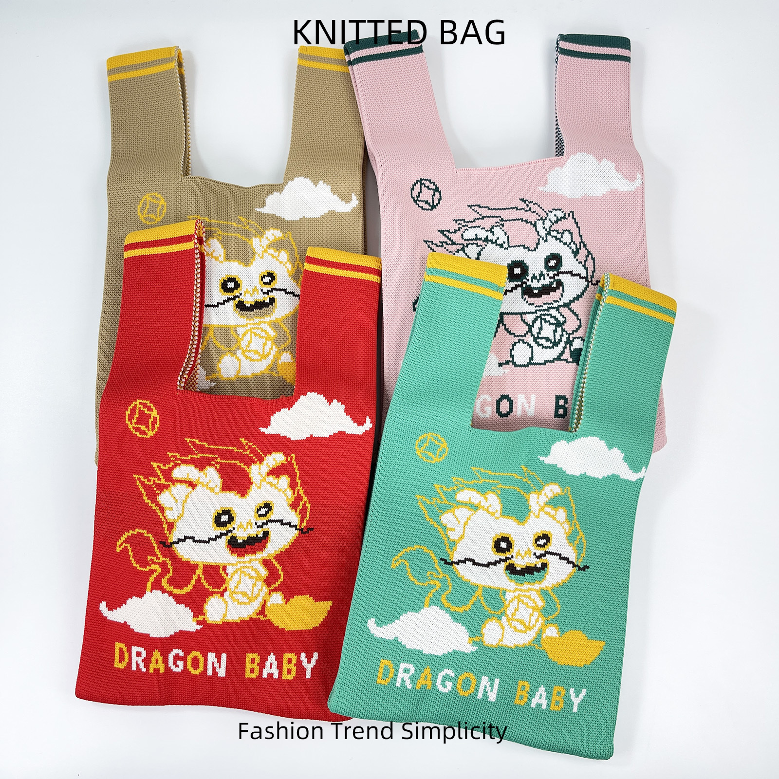Bagos de regalo de punto de Año Nuevo del Dragón bolsas de muñeca mini bolsas de teléfono móvil versátiles bolsas de regalo de caramelo de gran capacidad bolsas tote image 5