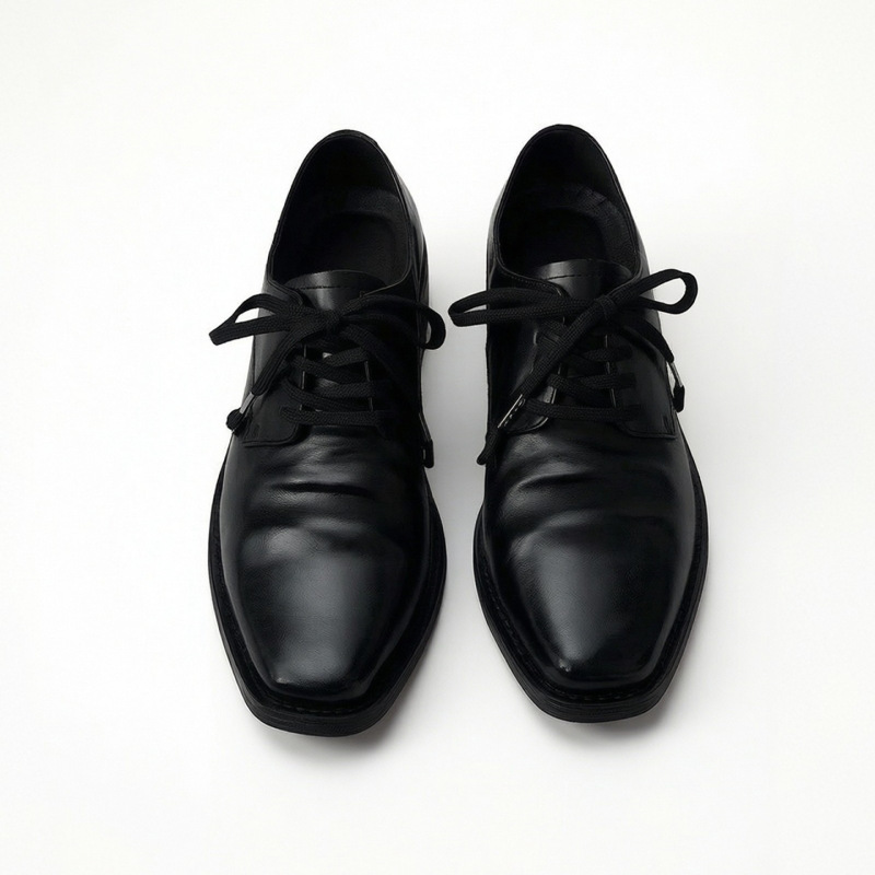 Thick-Soled High-Heeled Runway Fashion, High-End Stylish Hairstylist Pointed-Toe Leather Shoes, Men's Thick-Soled Square-Toe Derby Shoes, Ruched Wizard Shoes Thick-Soled High-Heeled Runway Fashion, High-End Stylish Hairstylist Pointed-Toe Leather Shoes, Men's Thick-Soled Square-Toe Derby Shoes, Ruched Wizard Shoes