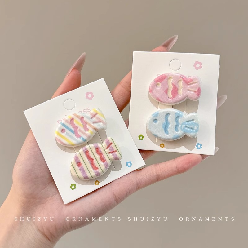 Pequeño pez de color clip para el cabello de la mujer adorable clip para el cabello de pestaña lateral dulce multifacé frente rotura clip para el cabello de boca de pato