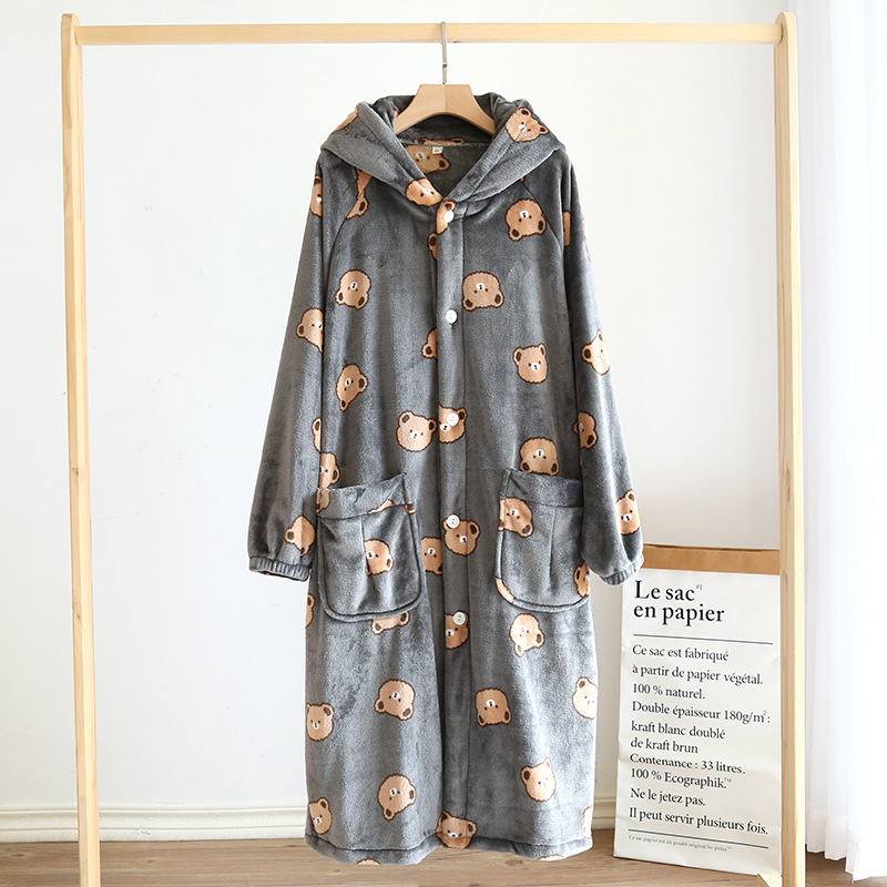 LH男ダークグレーのコグマ-フランネルスリーパー