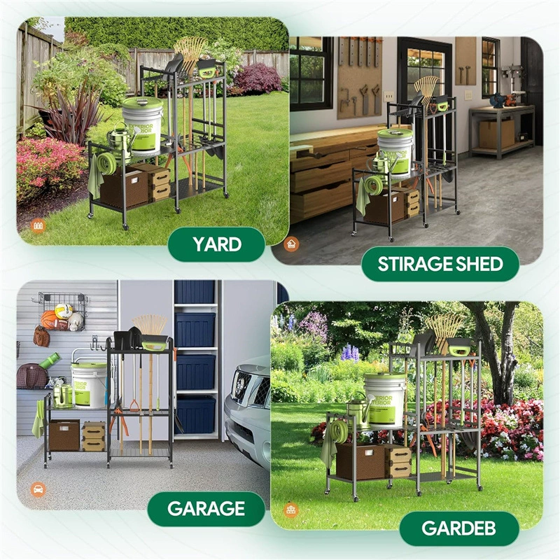 Garden tool storage rack with wheels Power tool storage box Tool bracket Organizing storage rack storage rack