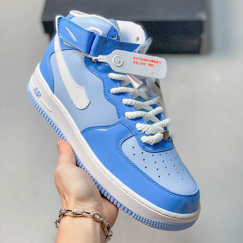 Air Force high-top wheat-colored sneakers AF1 with Velcro, outdoor work shoes, patent leather height-increasing casual trendy shoes Air Force high-top wheat-colored sneakers AF1 with Velcro, outdoor work shoes, patent leather height-increasing casual trendy shoes
