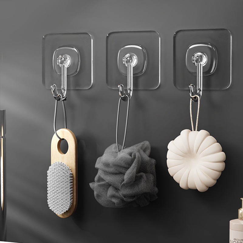 Gancho Adhesivo de pared adhesivo fuerte Pared de soporte de carga transparente gancho sin costura gancho libre gancho pegajoso engrosado