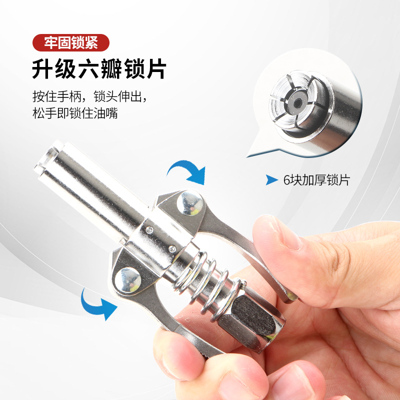 Pistola de grasa boquilla de bloqueo tipo de abrazadera de aceite de alta presión manual eléctrico neumático mantequilla máquina autoblocante boquilla plana accesorios de cabeza plana