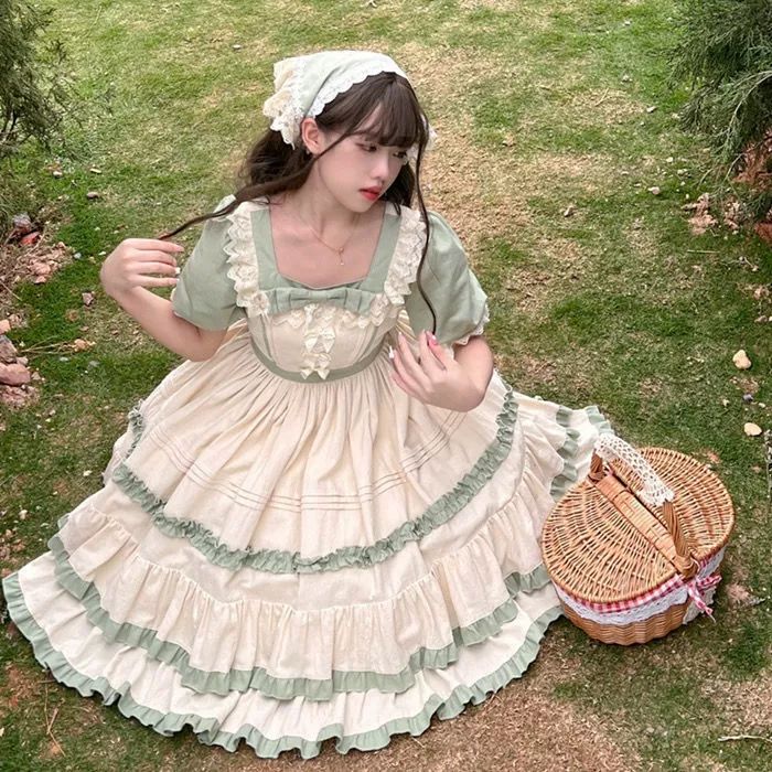 Дизайн короткий рукав платье, стиль Lolita, Lolita OP