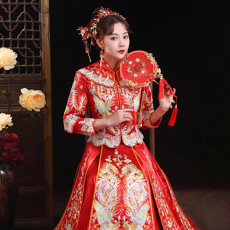 Xiuhe Bride 2024, новое китайское свадебное платье, осеннее свадебное платье, кимоно Fengguan Xia Yi Xiu