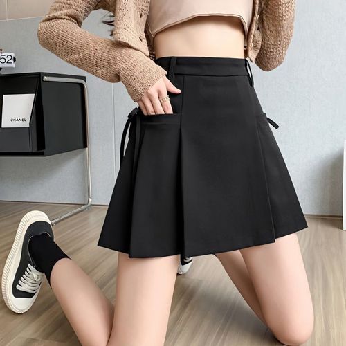 2024 Irregular Suit Skirt for Girls - Spring and Summer High-Waisted A-Line Pleated Short Skirt for Petite Girls