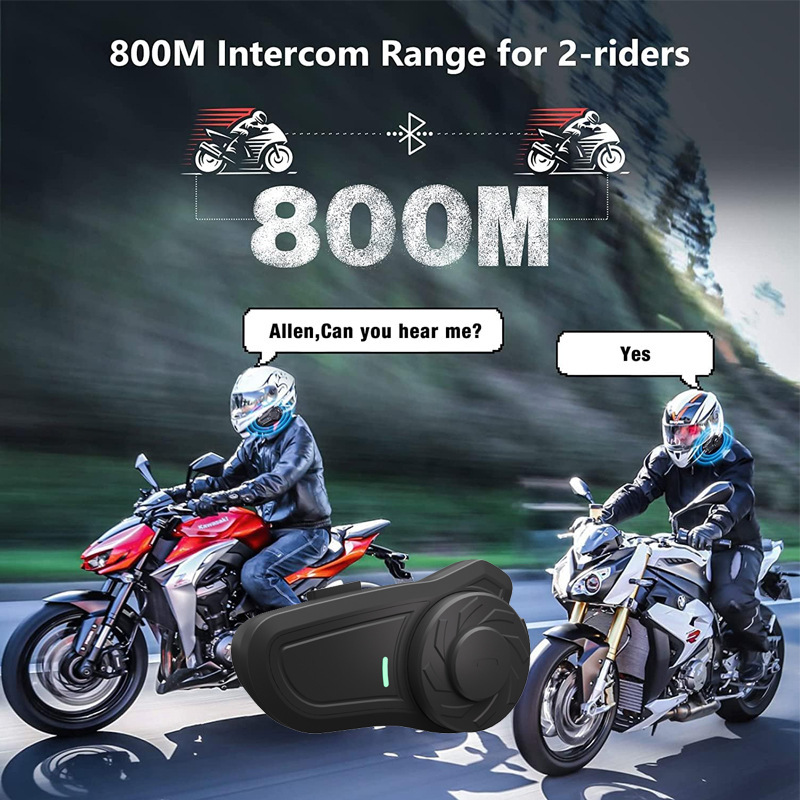 Riding Helmet Bluetooth Intercom Headset Double 800 m Intercom Qualcomm Scheme with Music Distribution and Third Party