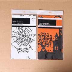 クロスボーダー 2025 Amazon 新しいハロウィン黒と白の装飾ホリデーアレンジメントテーブルフラグ使い捨てハロウィンテーブルクロス