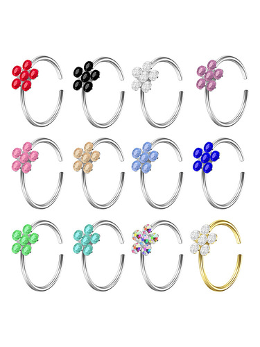 Cross-border e-commerce new model, exquisite C-shaped diamond petal nose ring, exotic nose ornament, nose clip, body piercing jewelry