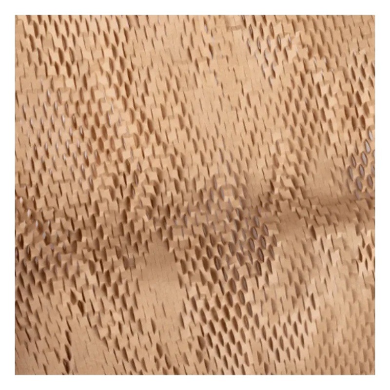 Embalaje de logística de comercio electrónico de malla de papel amortiguador absorción de choque material de un solo rollo de papel de malla de nido de abeja papel de embalaje kraft de panal