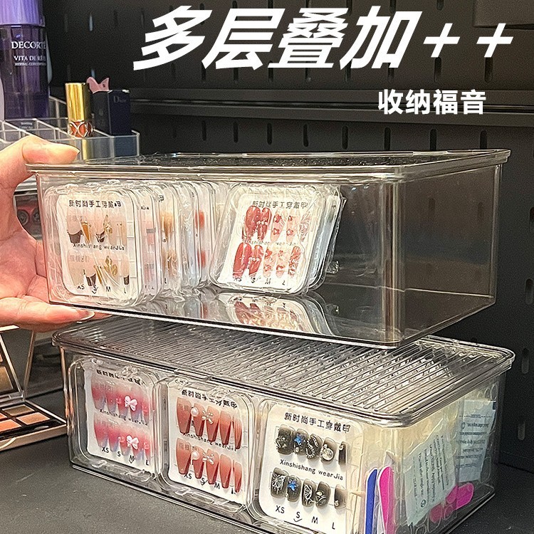 美甲穿戴甲收纳盒子透明亚克力桌面防尘高级手工指甲贴片展示礼盒|undefined