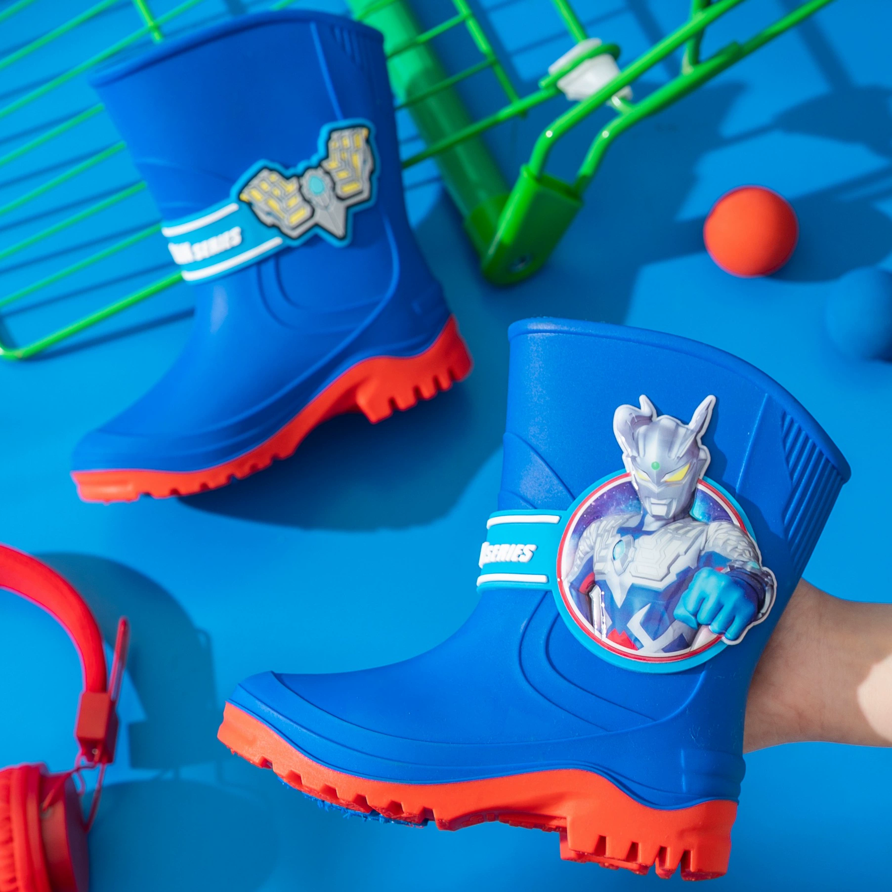 Ultra, summer high boots, cartoon Ultraman Tiga, waterproof children's footwear, shoes for boys, for teenagers