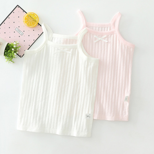 Children's thin vest sling net color jacquard baby girl 100 cotton breathable base boneless 2-piece package on behalf of delivery