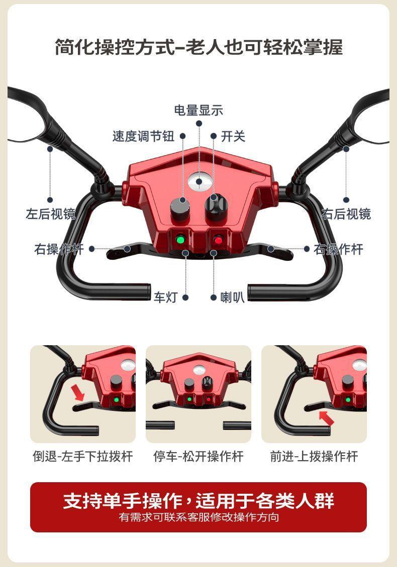 Elderly Mobility Scooter, Two-Seater Electric Vehicle for Disabled People, Four-Wheel Household Folding Small Low-Speed Electric Scooter for Seniors