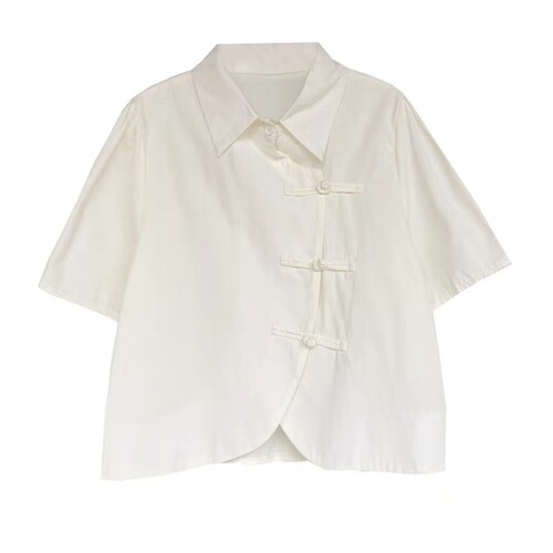 Wholesale knitted cotton-linen women's tops in white blank fabric with ethnic-style tie-dye pattern