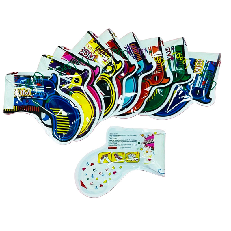 New Year Automatic Inflatable Firework Gun Spray Flower Aluminum Film Balloon Pistol Toy Birthday Party Props Salute Handheld