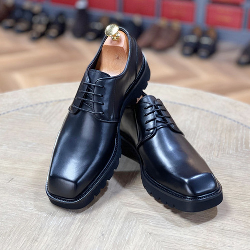 2024 New Men's Leather Shoes, Top-Grain Calfskin, Business Formal Derby Shoes, British Style, Three-Part Men's Leather Shoes