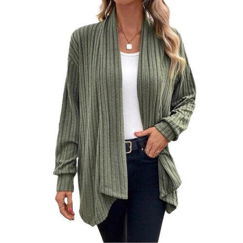 Women's 2025 European and American Autumn/Winter Long-Sleeve Solid Color Loose Open-Front Coat