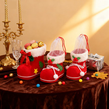 圣诞节糖果靴 圣诞植绒糖果笔筒靴 笔筒糖果袋小礼品靴圣诞装饰品