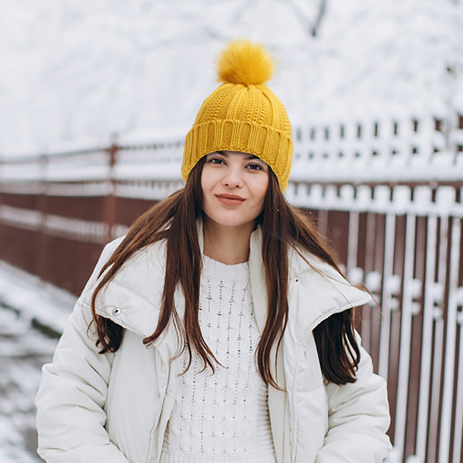 Women'S Gender Pom Poms Design Women's Simple Style Stripe Solid Color Pom Poms Wool Cap