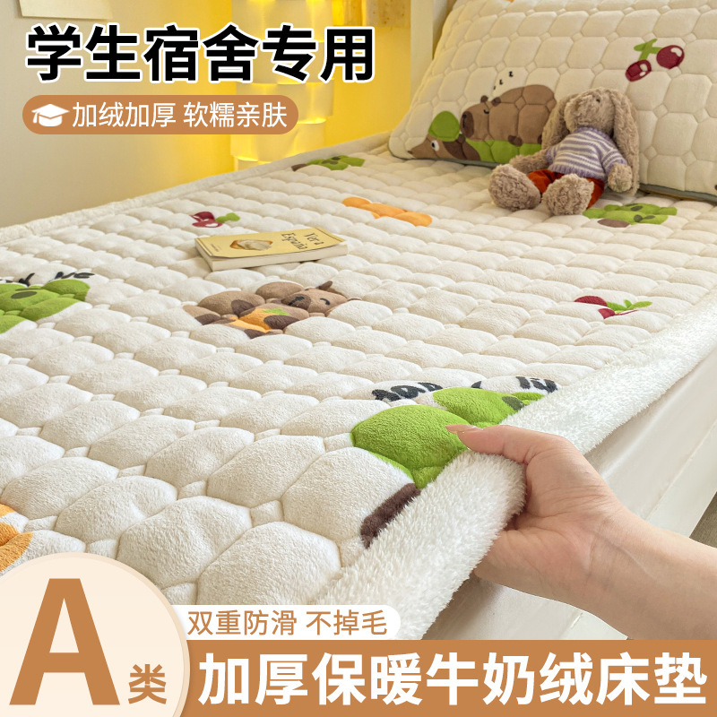 Classe A colchón de terciopelo de leche grueso cojín dormitorio doméstico para estudiantes colchones individuales otoño y invierno colchón de terciopelo cubierta manta