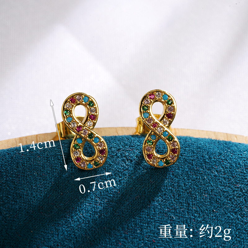 Vietnam Shajin estilo europeo y americano ligero lujo hueco número 8 collar tendencia aretes de todo fósforo moda joyería de larga duración que no se desvanece