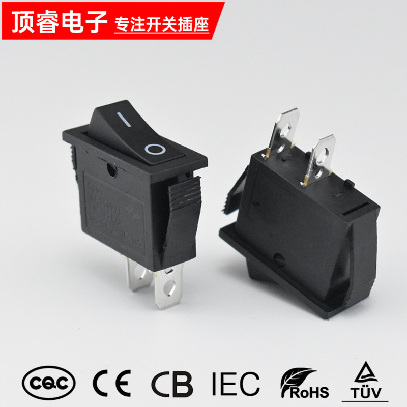 黑色船型开关KCD3 2脚2档复位翘板开关大电流 两脚复位电源开关