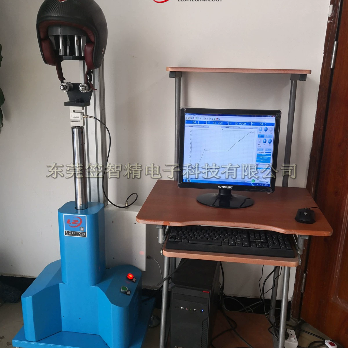 Машина испытания прочности пояса челюсти шлема безопасности машина испытания представления давления пояса челюсти шлема боковая