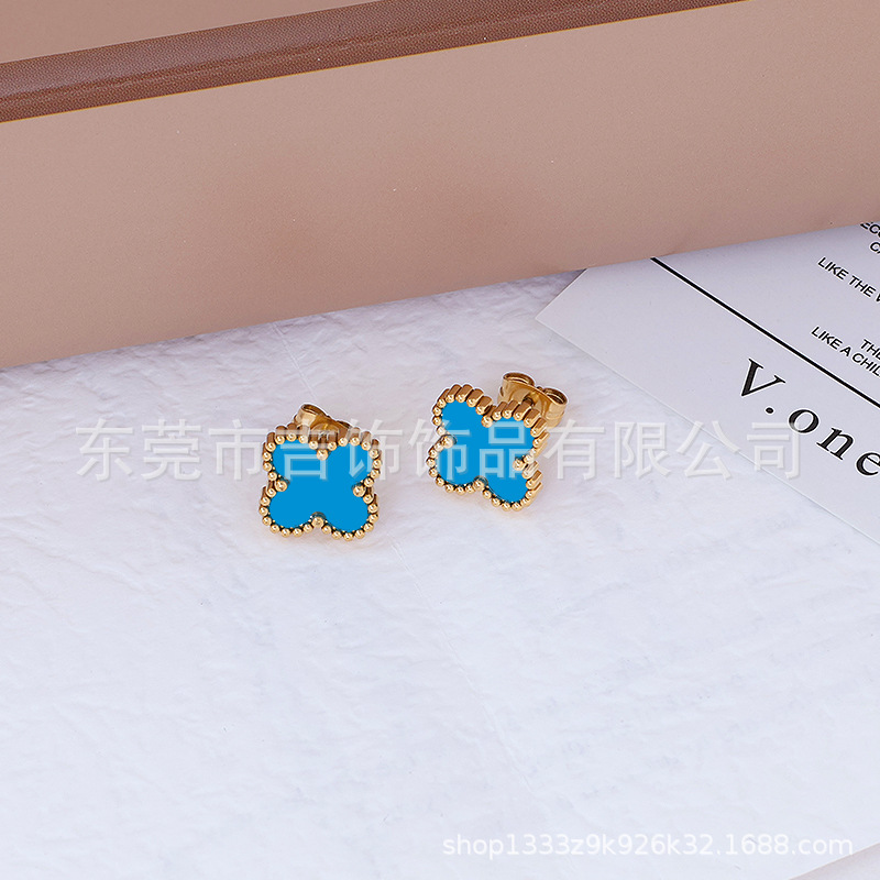 블루 스터드 귀걸이