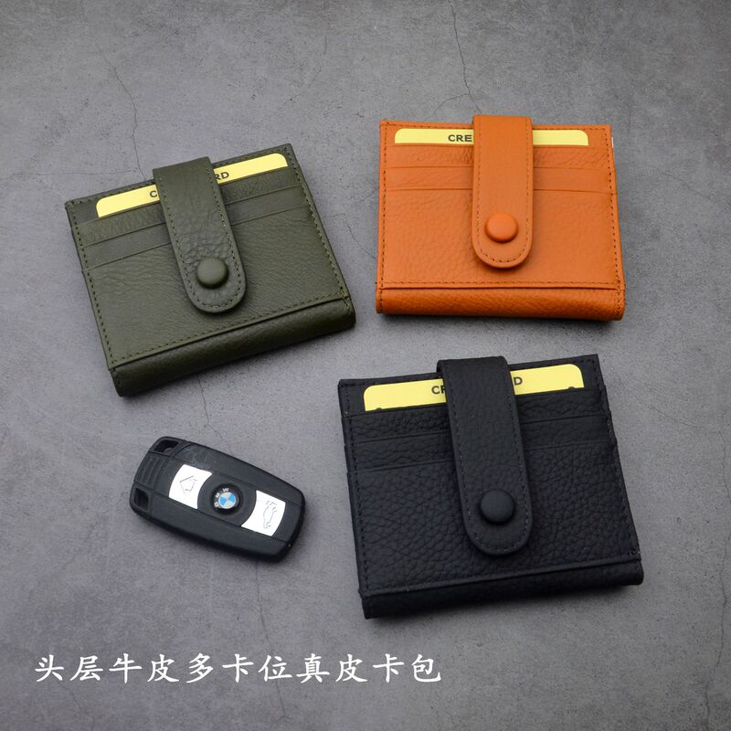 European and American Fashion New Mini Card Holder Genuine Leather Short Wallet First Layer Cowhide Thin Wallet Purse European and American Fashion New Mini Card Holder Genuine Leather Short Wallet First Layer Cowhide Thin Wallet Purse