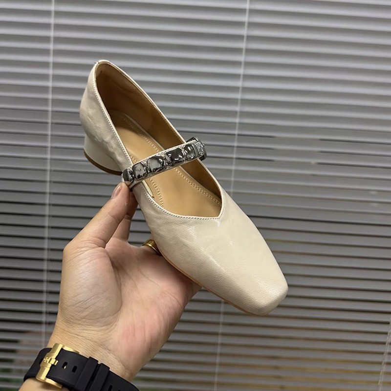巨好看平底浅口单鞋女方头一字带玛丽珍鞋绝美软羊皮不累脚配裙子|undefined
