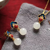 Advanced necklace, pendant, earrings, ring, set, Chinese style, bright catchy style, high-quality style, 3 piece set