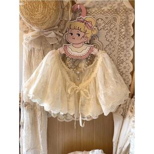 Japanese and Korean Retro Literary Style Double-Layer Cotton Embroidered Lace Versatile Tie Doll Collar Lolita Sweet Fake Collar