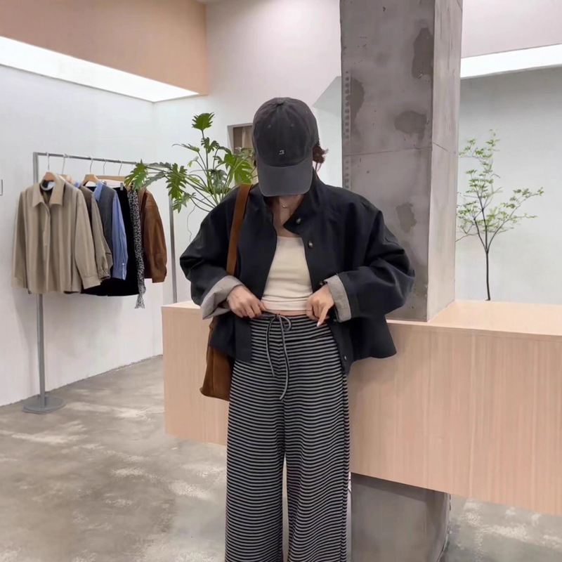 韩版立领夹克外套女2025秋新款百搭宽松显瘦时尚设计感小个子上衣|undefined