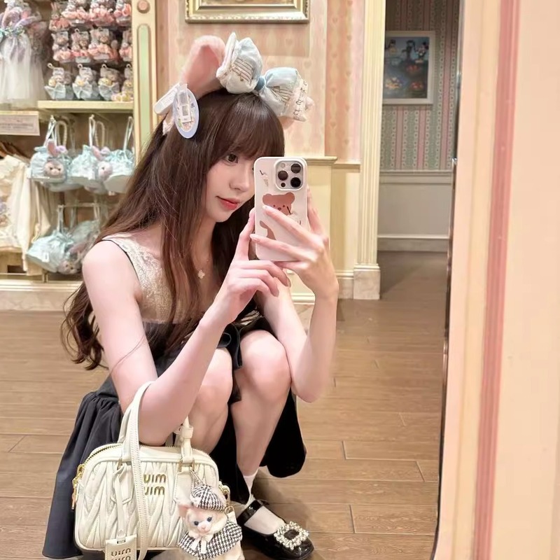 ディズニー購入 シェリーローズ ヘッドバンド 女性用 かわいい ダッフィーベア リボン ぬいぐるみ ヘッドバンド 遊園地 写真撮影 ヘアピン|undefined