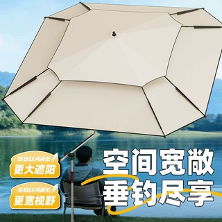 钓鱼伞新款方形大钓伞户外万向加厚防晒折叠便携雨伞多边形遮阳伞