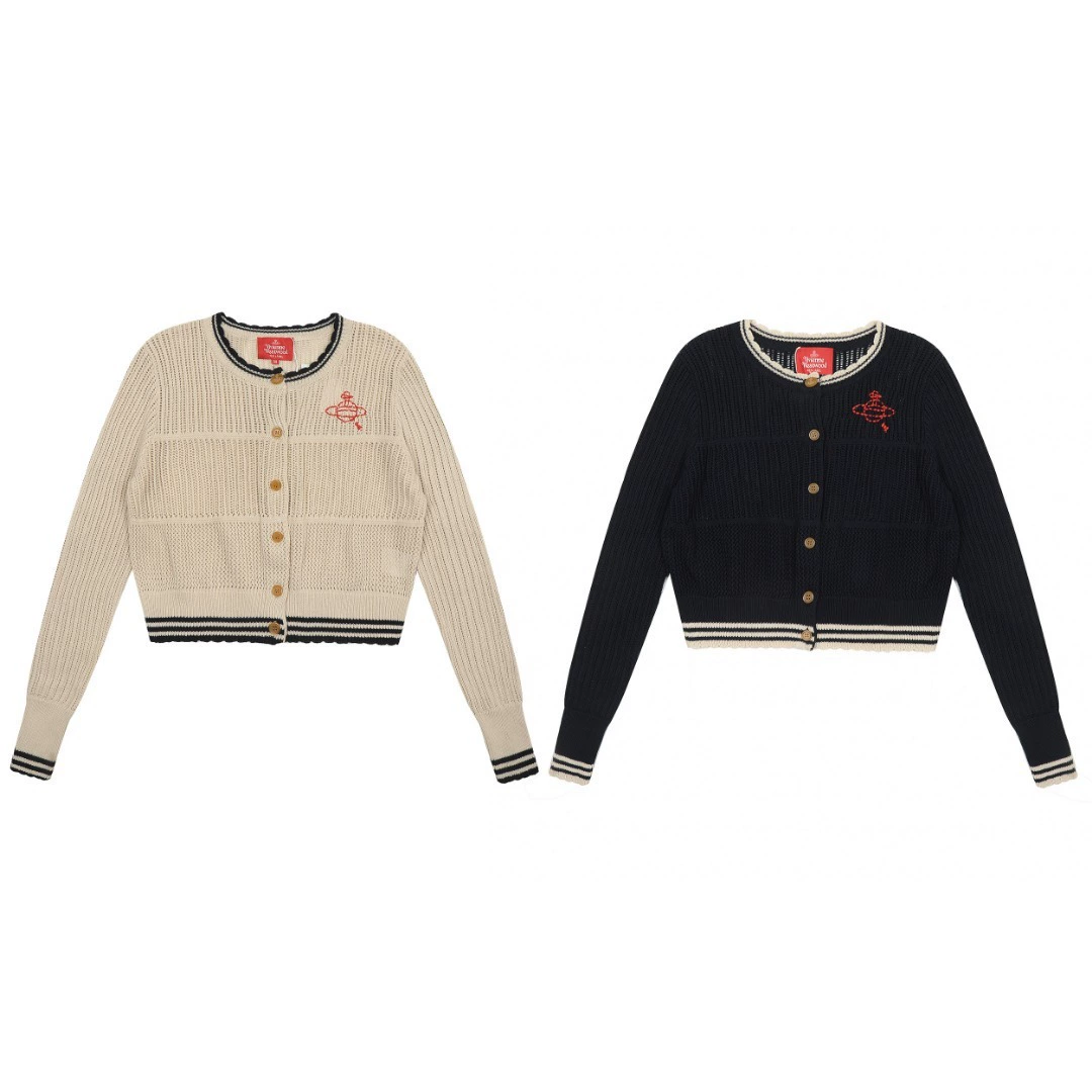 Кардиган (Vivienne Westwood) контрастный жаккард Saturn, короткий рукав, укороченный