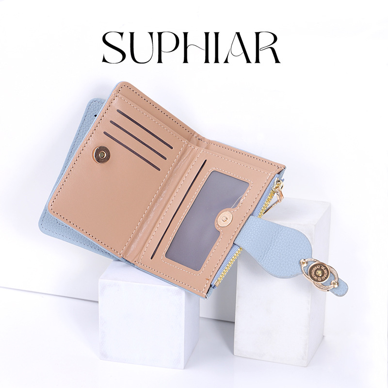 2025 nueva cartera multicolor combinación de bolso de mano simple corto multi-tarjeta con cremallera bolso de tarjeta de mujer