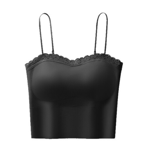Invisible lace strapless bralette with beautiful back straps, comfortable padding, slimming, breathable, thin summer underwear for layering, women's upper garment.