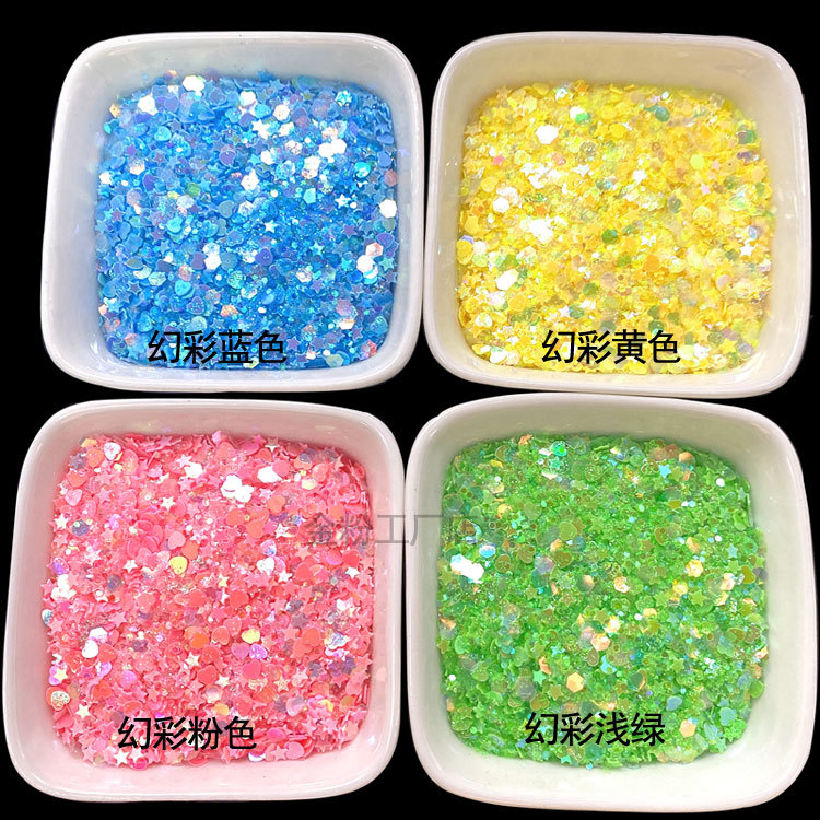50ml candy-colored heart and star glitter powder mixed with handmade gold glitter nail polish epoxy resin material
