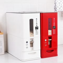 日本asvel米桶家庭用防虫防湿密封貯蔵米箱自動出米20斤台所計量米シリンダー