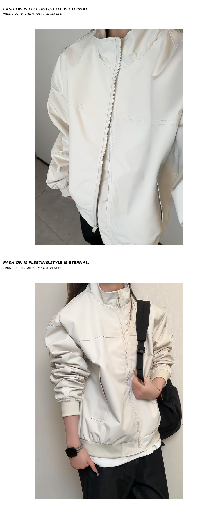 Men's Bomber Baseball Jacket Stand Collar Flight Denim Coat_voghion.com