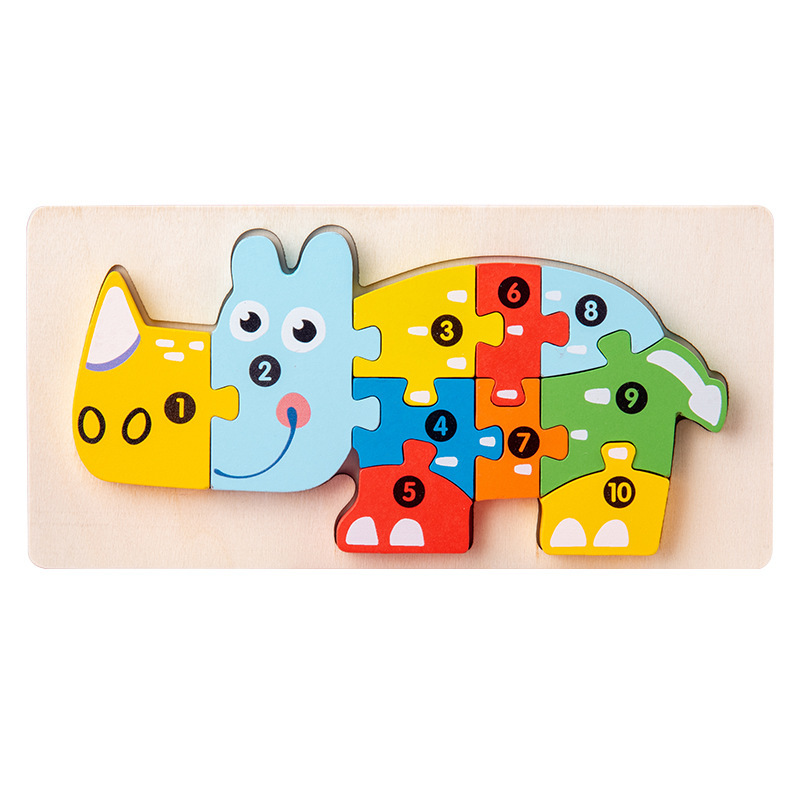 CPC niños pequeños animales de madera tráfico cognitivo rompecabezas de inteligencia de bebés educación temprana rompecabezas tridimensional juguetes de bloques de construcción image 14