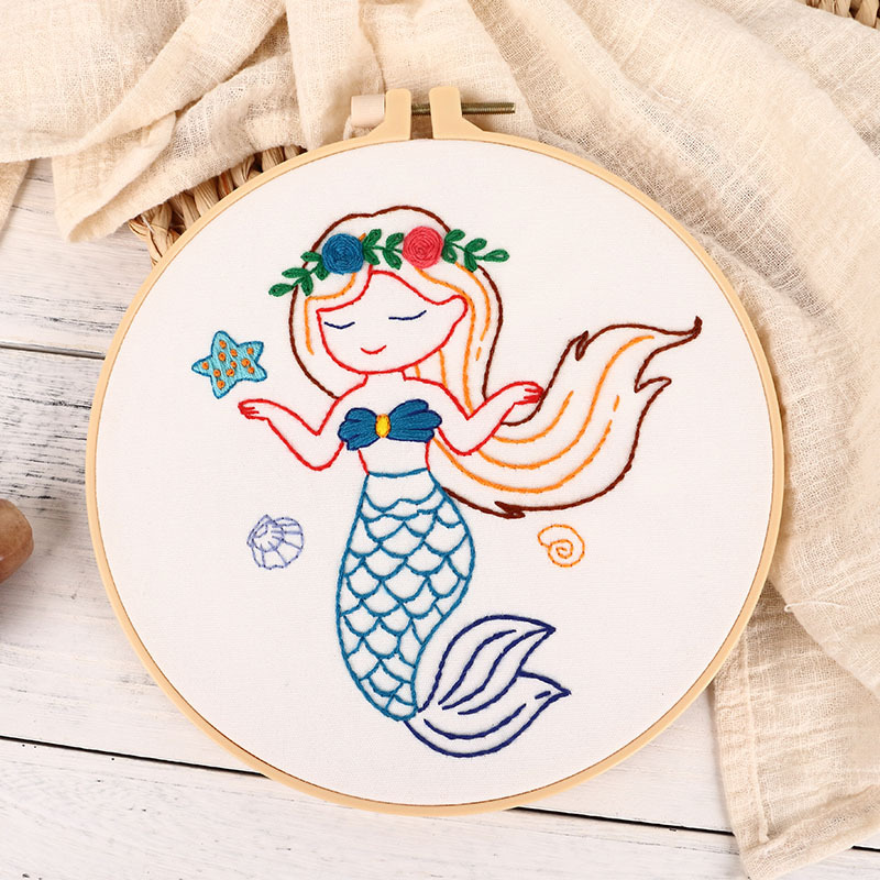 DIY Kit de bordado hecho a mano paquete de material delfín sirena globo de dibujos animados animal europeo transfronterizo inglés