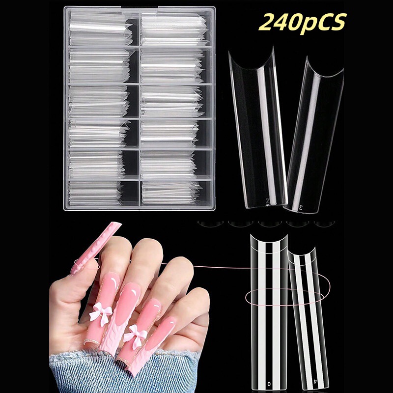 240 Pieces Boxed Extra-Long Transparent Nail Tips 3XL Nail Stickers Seamless Water Pipe T-Shaped Trapezoidal Press-On Nails 240 Pieces Boxed Extra-Long Transparent Nail Tips 3XL Nail Stickers Seamless Water Pipe T-Shaped Trapezoidal Press-On Nails